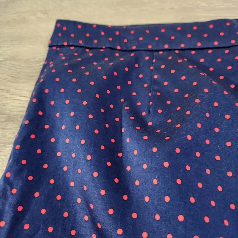 J.Crew Polka Dot Pencil Skirt Navy Red Cotton Blend Preppy Twee Womens Size 4